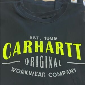 Carhartt Black Tee with Neon Yellow and White Print